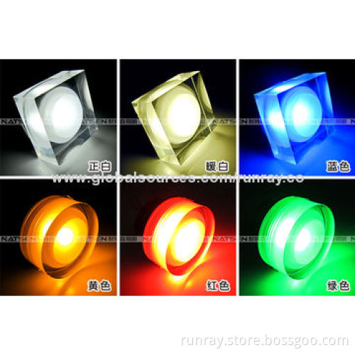 3W LED Crystal Downlight, 85 to 265V AC and Acrylic + Aluminum Materials, 90 to 110lm/W